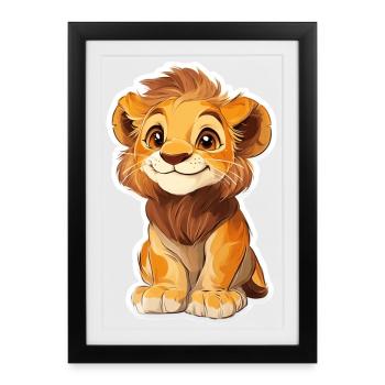 Lion - Affiche encadrée (27 × 37 cm) - noir - Devant