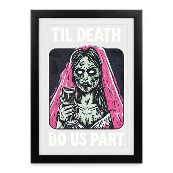 Mariée ou L’enterrement de vie de garçon Cadeau Zombie Bride - Affiche encadrée (27 × 37 cm) - noir - Devant