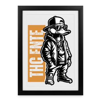 Duckin High – Urban Duck Art THC Ente - Framed poster (27 × 37 cm) - black - Front