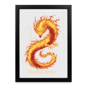 Flaming Ghost Dragon - Framed poster (27 × 37 cm) - black - Front