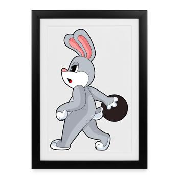 Bunny Bowling Boule de bowling - Affiche encadrée (27 × 37 cm) - noir - Devant