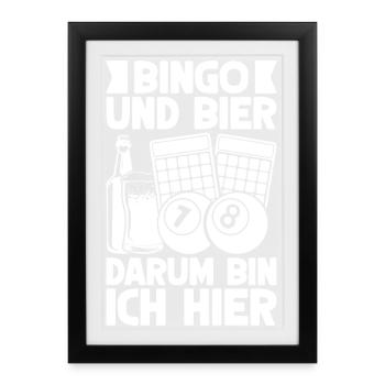 Bingo Player Bingo & Beer Pourquoi je suis ici Bingo - Affiche encadrée (27 × 37 cm) - noir - Devant