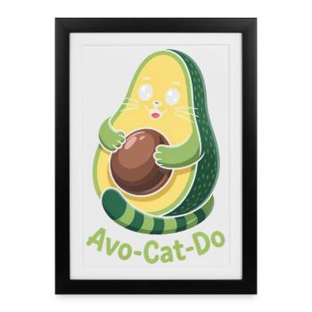 Avo-Cat-Do - Funny Cat Avocado T-Shirt - Framed poster (27 × 37 cm) - black - Front