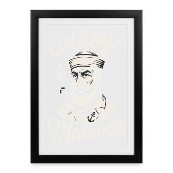 Ahoy Sailor Retro Nautical - Framed poster (27 × 37 cm) - black - Front
