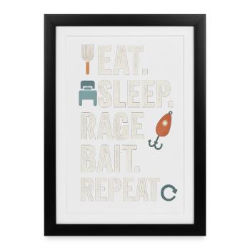 Eat Sleep Rage Bait Repeat, Funny Meme  - Framed poster (27 × 37 cm) - black - Front