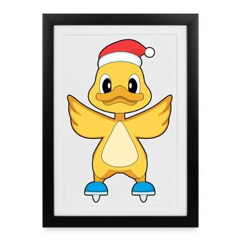 Patinage sur glace de Noël de canard - Affiche encadrée (27 × 37 cm) - noir - Devant