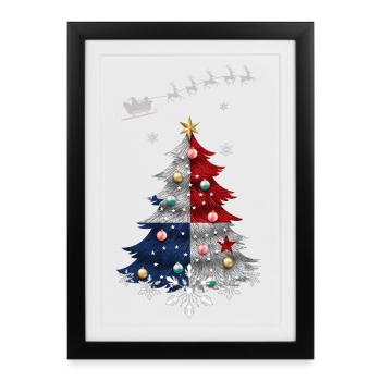 Sapin de Noël avec drapeau panaméen - Affiche encadrée (27 × 37 cm) - noir - Devant