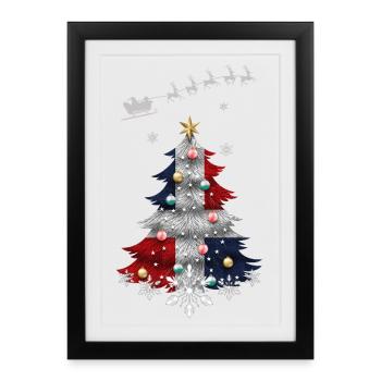 Sapin de Noël avec drapeau de la République dominicaine - Affiche encadrée (27 × 37 cm) - noir - Devant