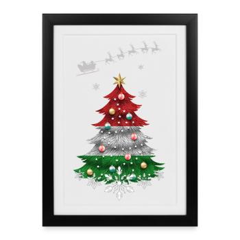 Sapin de Noël avec drapeau hongrois - Affiche encadrée (27 × 37 cm) - noir - Devant