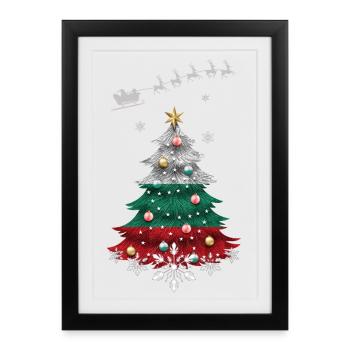 Sapin de Noël avec drapeau bulgare - Affiche encadrée (27 × 37 cm) - noir - Devant