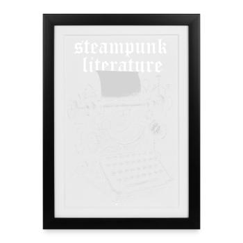 Steampunk Littérature Machine à écrire - Affiche encadrée (27 × 37 cm) - noir - Devant