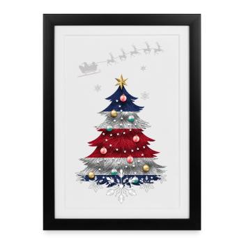 Christmas tree with Costa Rica flag - Framed poster (27 × 37 cm) - black - Front