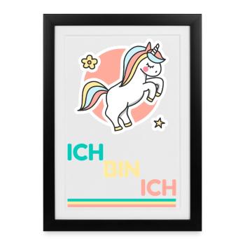 Pastel Unicorn I Am I - Framed poster (27 × 37 cm) - black - Front