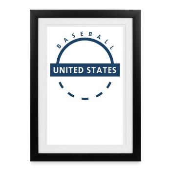 Emblème de Baseball USA - Affiche encadrée (27 × 37 cm) - noir - Devant