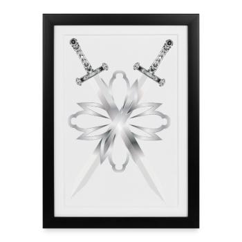 Two swords in silver ornament - Framed poster (27 × 37 cm) - black - Front