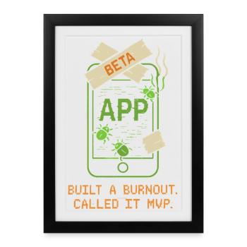 Fondateur de startup Survivant à l’épuisement professionnel : se rétablit - Affiche encadrée (27 × 37 cm) - noir - Devant