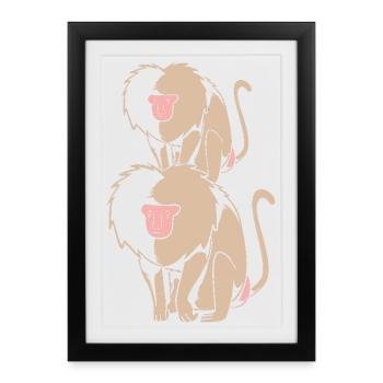 Singe - Affiche encadrée (27 × 37 cm) - noir - Devant