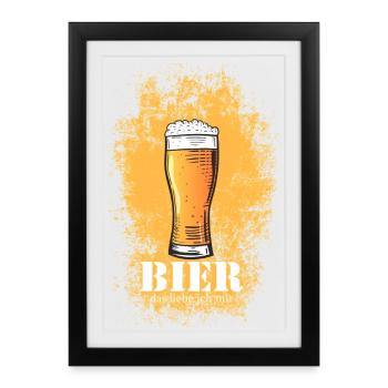 Verre d’amour de bière Design verre de bière - Affiche encadrée (27 × 37 cm) - noir - Devant