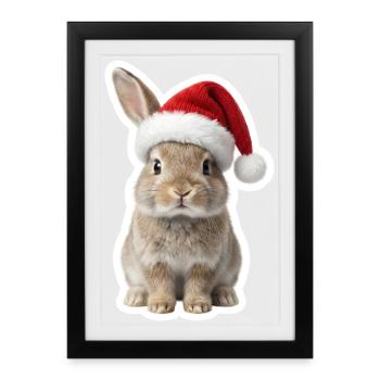 Cute bunny with hat - Christmas Bunny - Framed poster (27 × 37 cm) - black - Front