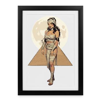 Momie à la lune et à la pyramide - Affiche encadrée (27 × 37 cm) - noir - Devant