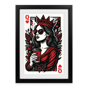 Reine de Cœur Valentine Couples Amour assorti - Affiche encadrée (27 × 37 cm) - noir - Devant