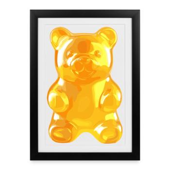 Ourson en gélatine dorée brillante - Affiche encadrée (27 × 37 cm) - noir - Devant