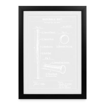 Baseball Bat Patent Blueprint - Framed poster (27 × 37 cm) - black - Front