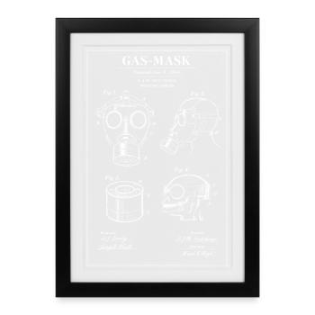 Gas Mask Blueprint Diagram - Framed poster (27 × 37 cm) - black - Front