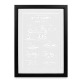 Blueprint Sewing machine Patent - Framed poster (27 × 37 cm) - black - Front