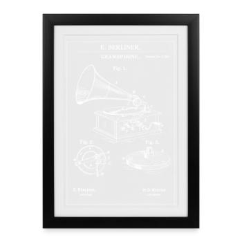 Vintage Gramophone Blueprint - Framed poster (27 × 37 cm) - black - Front