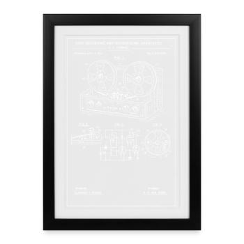 Plan vintage de magnétophone à bobine - Affiche encadrée (27 × 37 cm) - noir - Devant