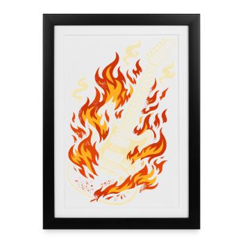 Electric Guitar Burning Rock Gift - Framed poster (27 × 37 cm) - black - Front