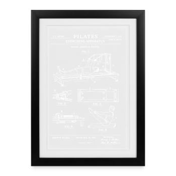 Pilates Reformer Blueprint - Framed poster (27 × 37 cm) - black - Front