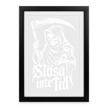 Horloge de l’Ange de la Mort – Ne Perdez Pas De Temps - Affiche encadrée (27 × 37 cm) - noir - Devant