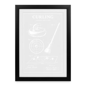 Illustrations de plans de curling - Affiche encadrée (27 × 37 cm) - noir - Devant