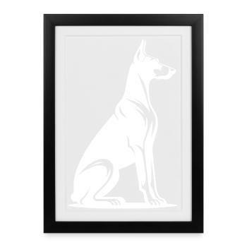 Loyal Doberman Guard Dog Silhouette - Framed poster (27 × 37 cm) - black - Front