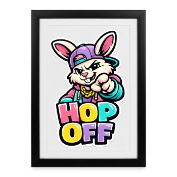 Cool Easter Bunny Hop Off - Framed poster (27 × 37 cm) - black - Front