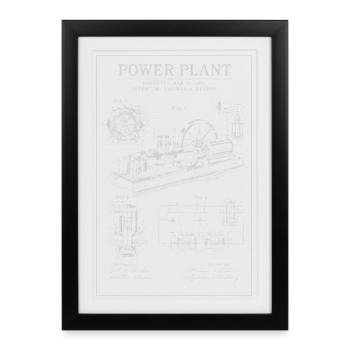 Industrial Blueprint Power Plant - Framed poster (27 × 37 cm) - black - Front