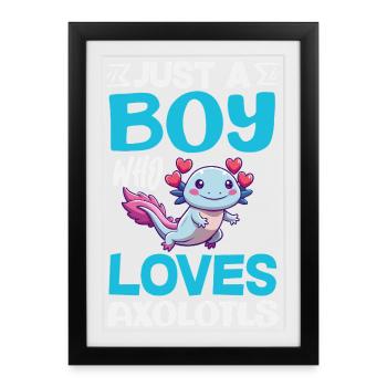 Cute Axolotl Kawaii Axolotl Lover - Framed poster (27 × 37 cm) - black - Front