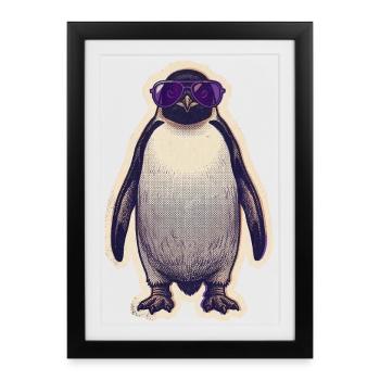 Penguin with sunglasses - Framed poster (27 × 37 cm) - black - Front