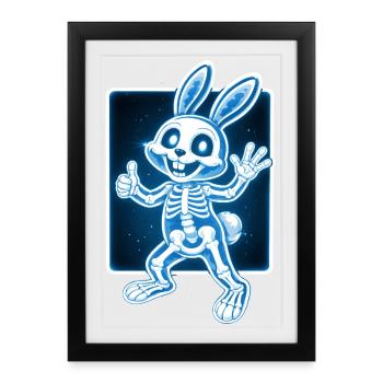 Squelette de lapin à rayons X Drôle de design d’Halloween - Affiche encadrée (27 × 37 cm) - noir - Devant