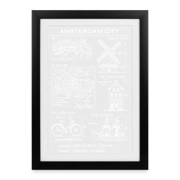 Plan de la ville d’Amsterdam - Affiche encadrée (27 × 37 cm) - noir - Devant