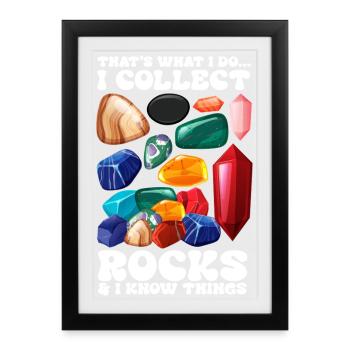 Géologue - Collectionneur de roches Géologie Gemmes Gemmes - Affiche encadrée (27 × 37 cm) - noir - Devant