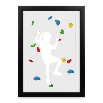 Climbing Wall Girl White – Boulder - Framed poster (27 × 37 cm) - black - Front