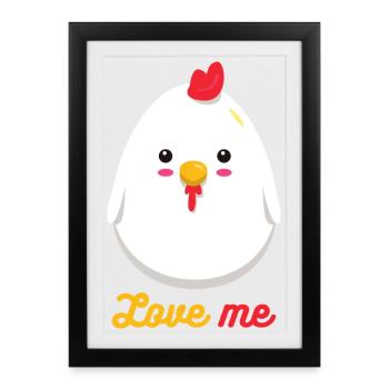 Coq - Affiche encadrée (27 × 37 cm) - noir - Devant