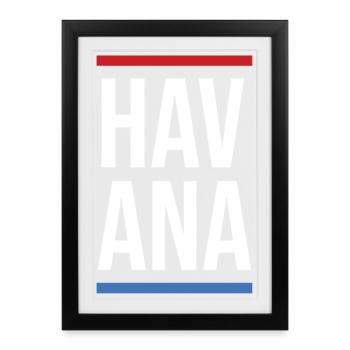 Havana Bold Mono with Red Blue Stripes - Framed poster (27 × 37 cm) - black - Front