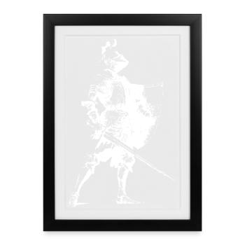 Knight Silhouette with Shield - Framed poster (27 × 37 cm) - black - Front