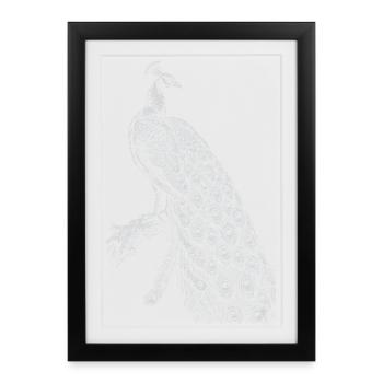 Dentelle paon sur fond noir - Affiche encadrée (27 × 37 cm) - noir - Devant