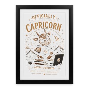 Capricorne Bureau Cosy - Humour Zodiaque - Affiche encadrée (27 × 37 cm) - noir - Devant