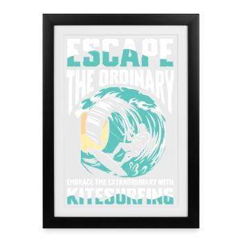 Évasion de l’ordinaire : aventure de kitesurf - Affiche encadrée (27 × 37 cm) - noir - Devant